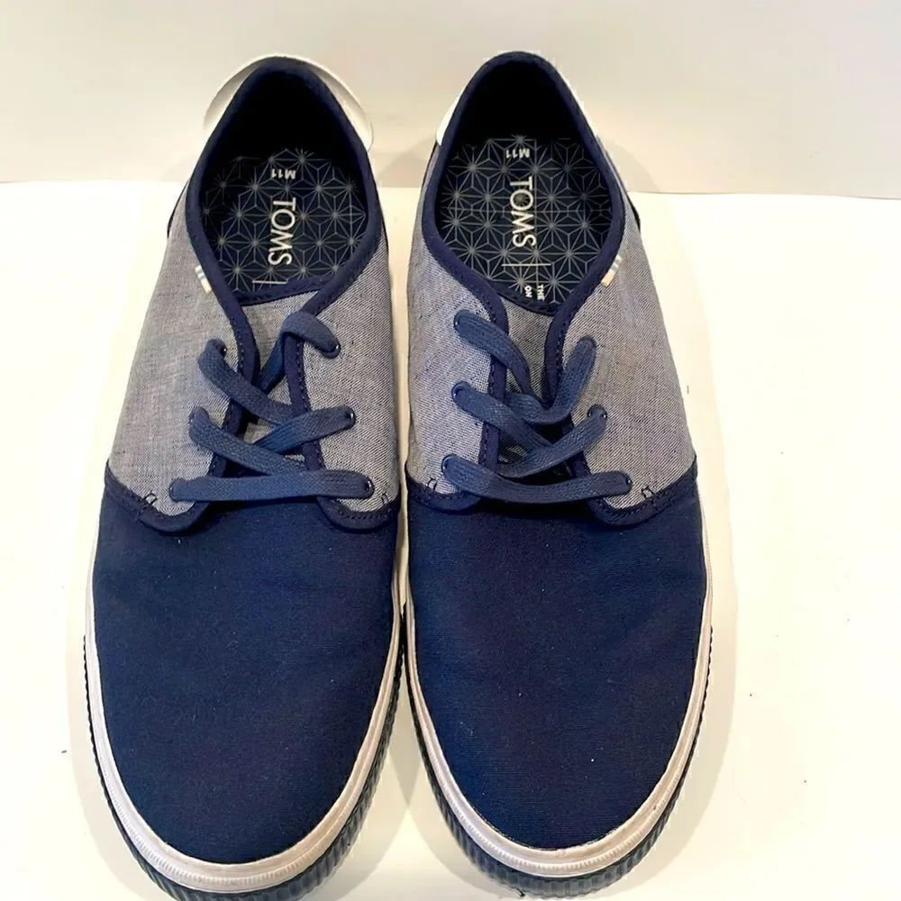 TOMS Men's Blue Canvas Casual Lace up Sneakers 11